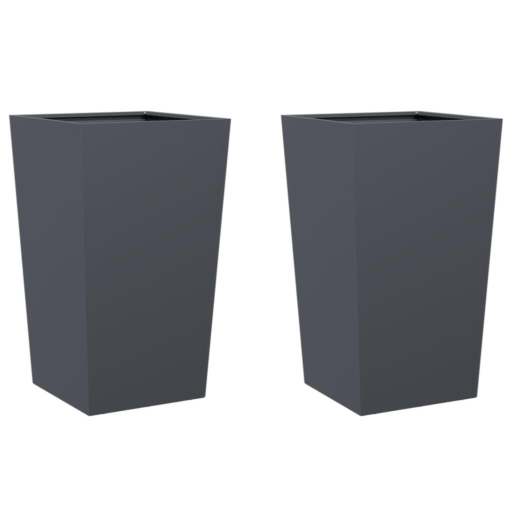 PFLANZKÜBEL 2 Stk. Anthrazit 45/45/75 Cm Stahl - Anthrazit, Metall (45/75/45cm) - vidaXL