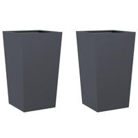 PFLANZKÜBEL 2 Stk. Anthrazit 45/45/75 Cm Stahl - Anthrazit, Metall (45/75/45cm) - vidaXL