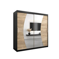 SCHWEBETÜRENSCHRANK 200/200/62 2-türig - Silberfarben/Schwarz, Holz/Kunststoff (200/200/62cm) - Abiks Möbel