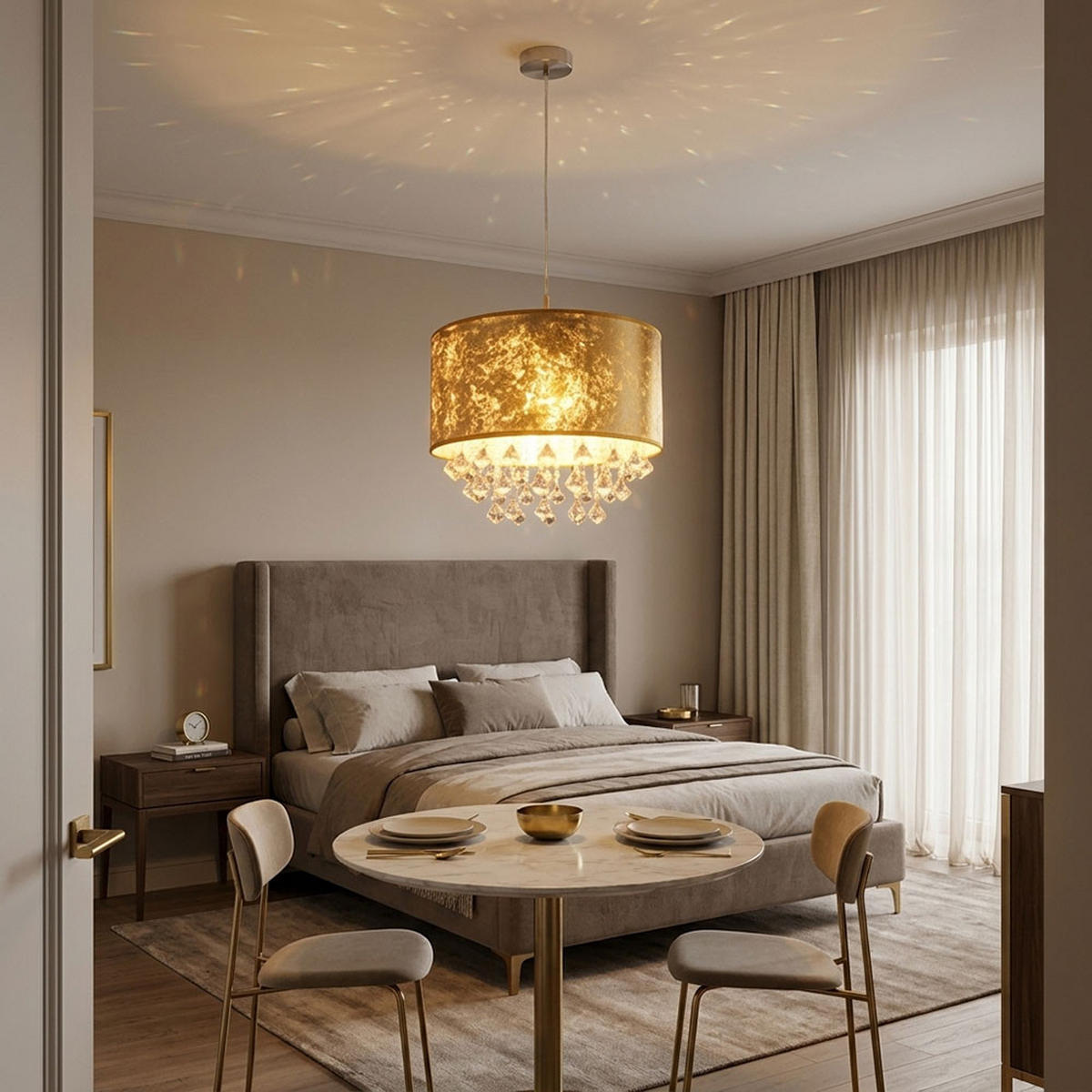 LED HÄNGELEUCHTE Kristalle Gold - Goldfarben, Metall (40/40/140cm) - Globo Lighting