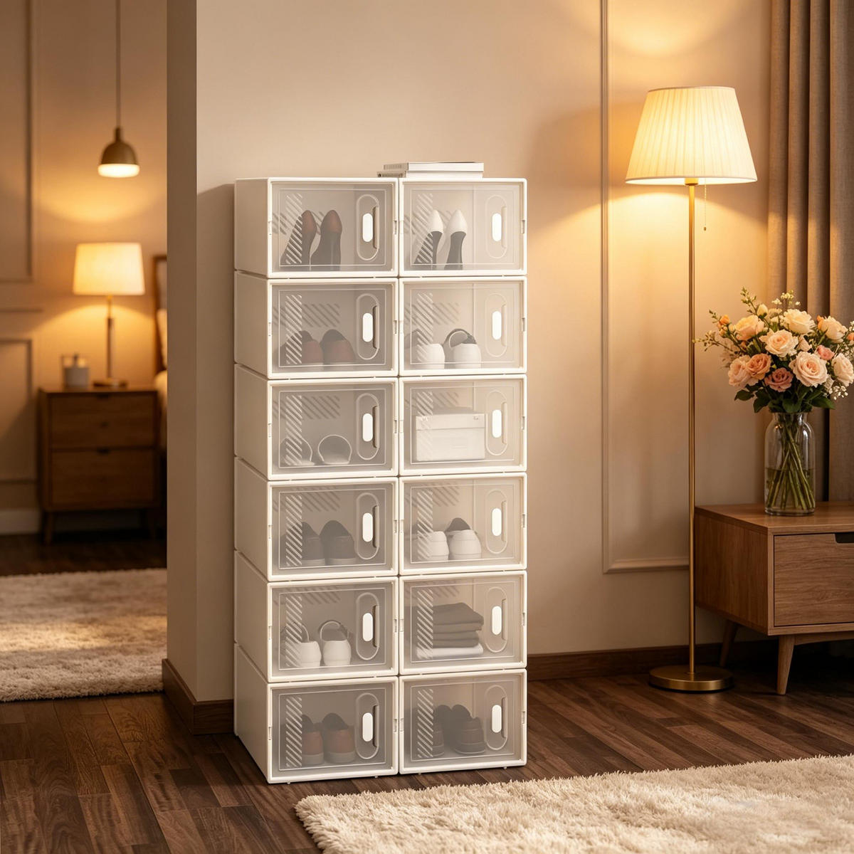 AUFBEWAHRUNGSBOXEN Transparent Weiß 12er-Set 50/35,5/111,5 cm - Transparent, Kunststoff (50/111.5/35.5cm) - PANGIVO