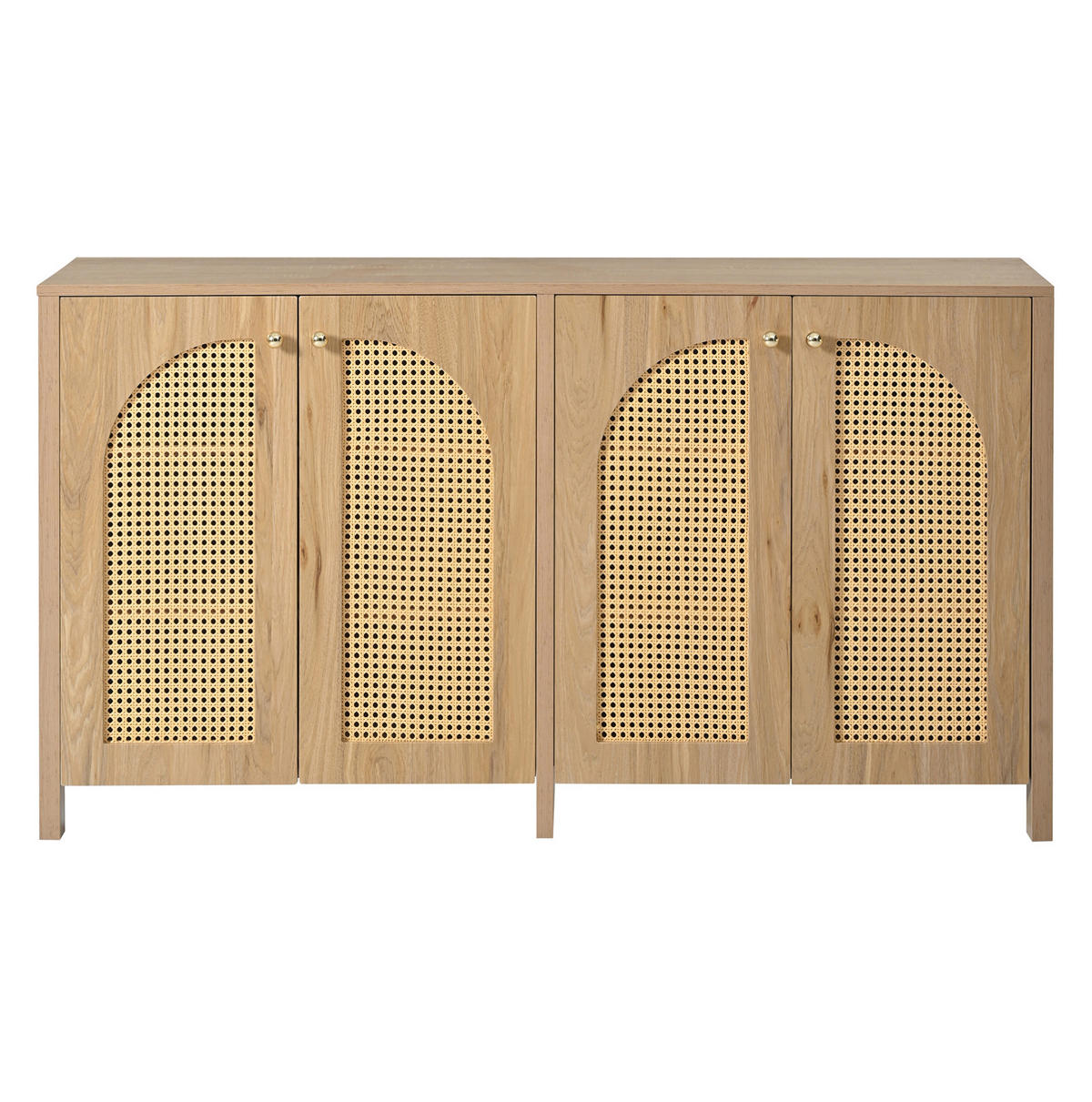 SIDEBOARD 145/40/80 cm natur aus MDF mit 4 Rattantüren - Naturfarben, Holzwerkstoff (145/40/80cm) - OKWISH