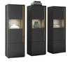 VITRINEN-SET 3-teilig grau matt, Wotan Eiche, Wohnkombination 3 x Vitrine, 190 x 155 cm - Anthrazit/Eiche Wotan, Holz/Holzwerkstoff (190/155/40cm) - Furn.Design