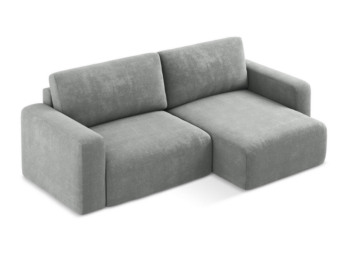 ECKSOFA mit Schlaffunktion rechts Chenille Stoff Grau - Blau/Schwarz, Kunststoff/Textil (244/149cm) - Makamii