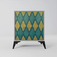 SIDEBOARD POLYGONS, Grau, 57,5x42x70,5 cm, Schwarze Metall-Sternfüße - Multicolor/Schwarz, Holzwerkstoff/Metall (57.5/70.5/42cm) - SpaceRebels