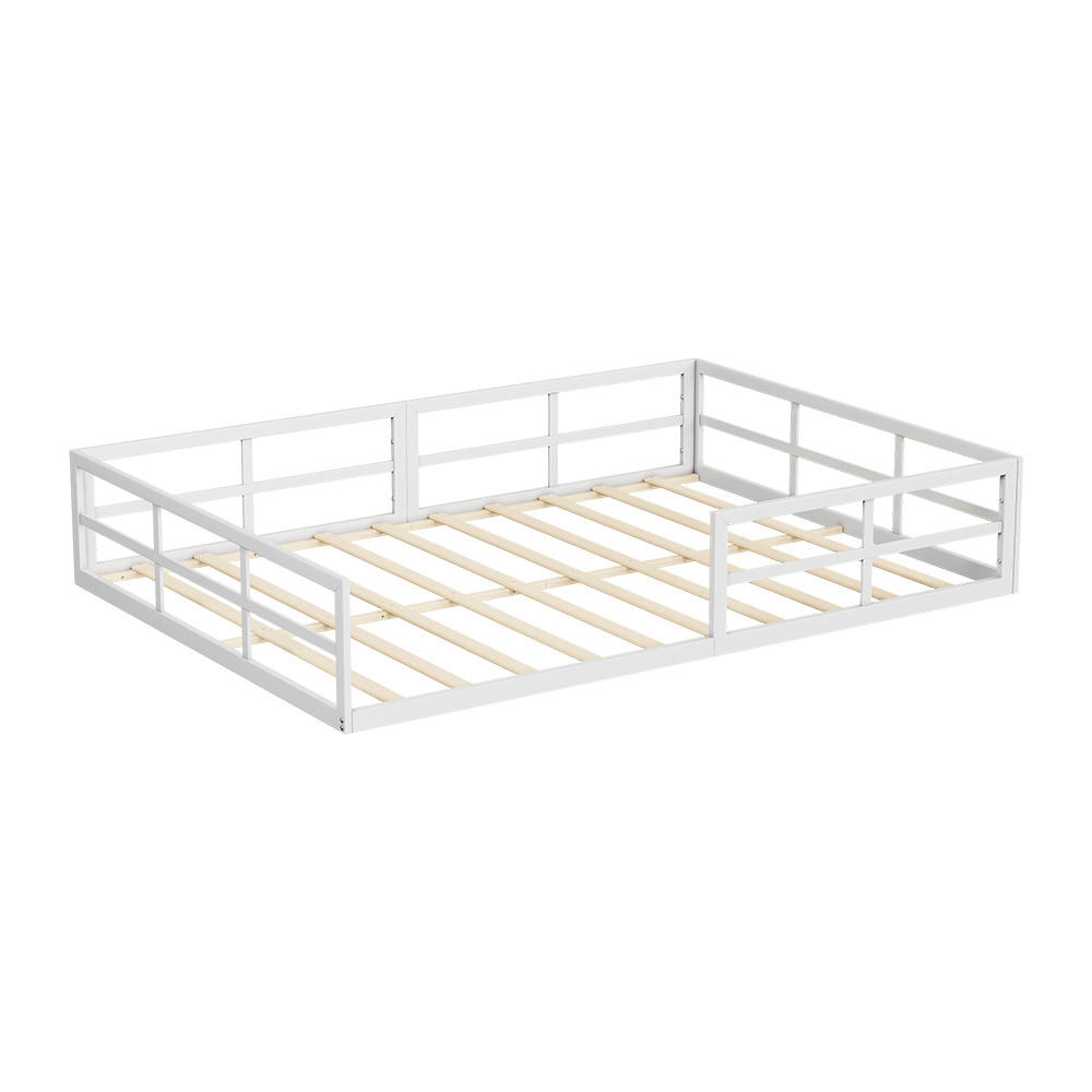 BODENBETT AUS METALL Minno Weiß 205 x 145 cm ohne Matratze - Weiß, Metall - VitaliSpa