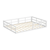 BODENBETT AUS METALL Minno Weiß 205 x 145 cm ohne Matratze - Weiß, Metall - VitaliSpa