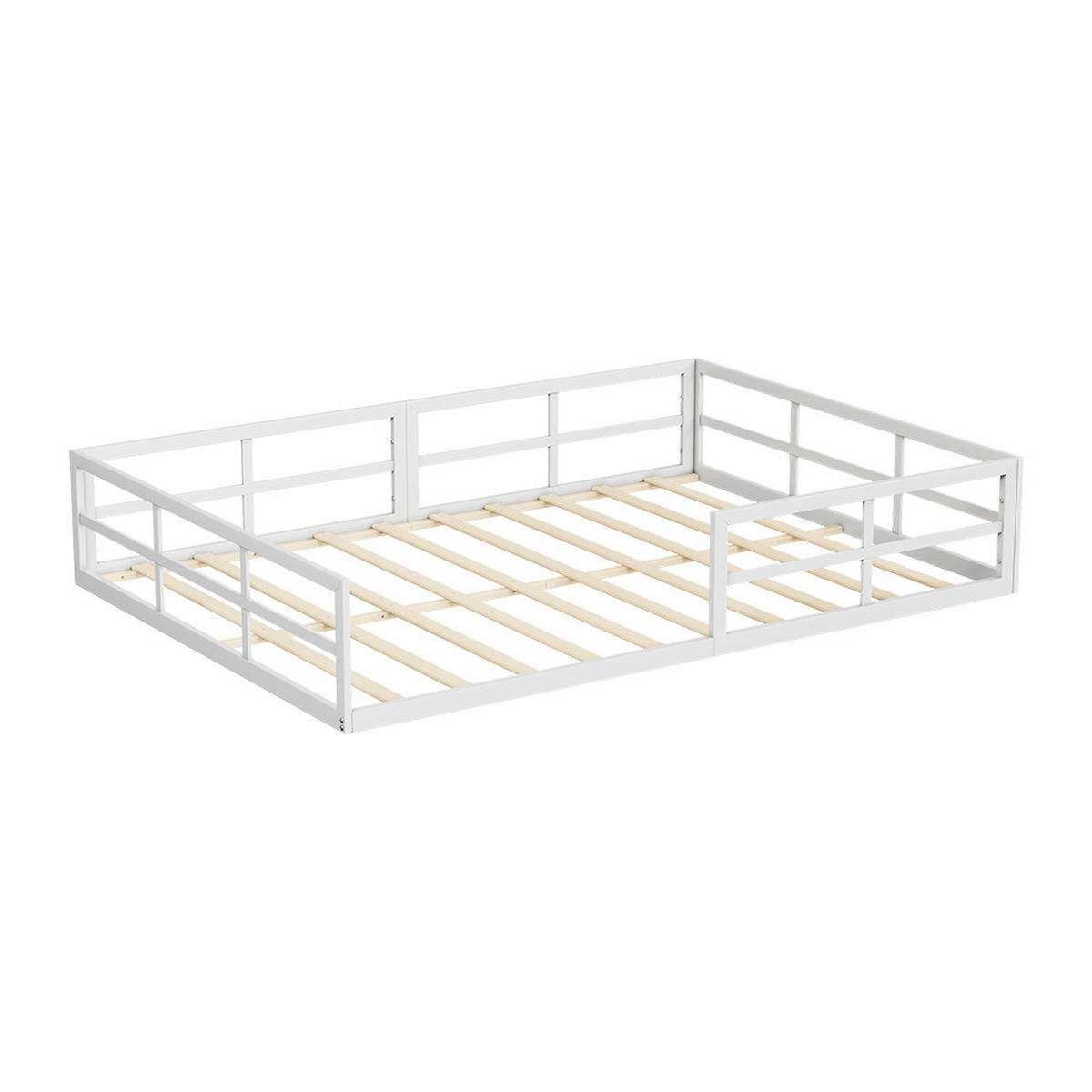 BODENBETT AUS METALL Minno Weiß 205 x 145 cm ohne Matratze - Weiß, Metall - VitaliSpa