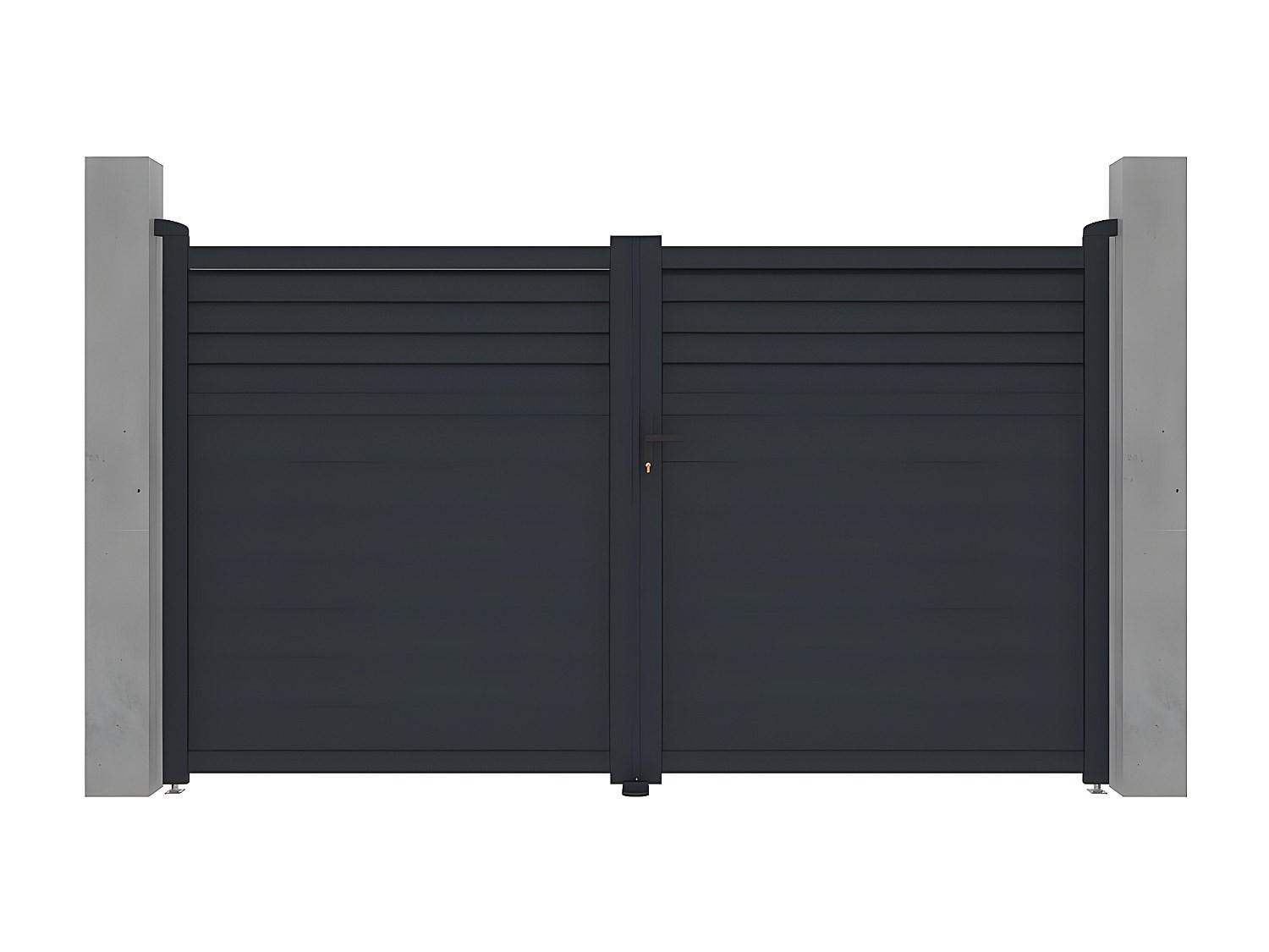 FLÜGELTOR - 300cm x 4.6cm - Aluminium - anthrazitgrau - VIAZO - Anthrazit, Metall (300/176cm) - Vente-Unique