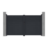 FLÜGELTOR - 300cm x 4.6cm - Aluminium - anthrazitgrau - VIAZO - Anthrazit, Metall (300/176cm) - Vente-Unique