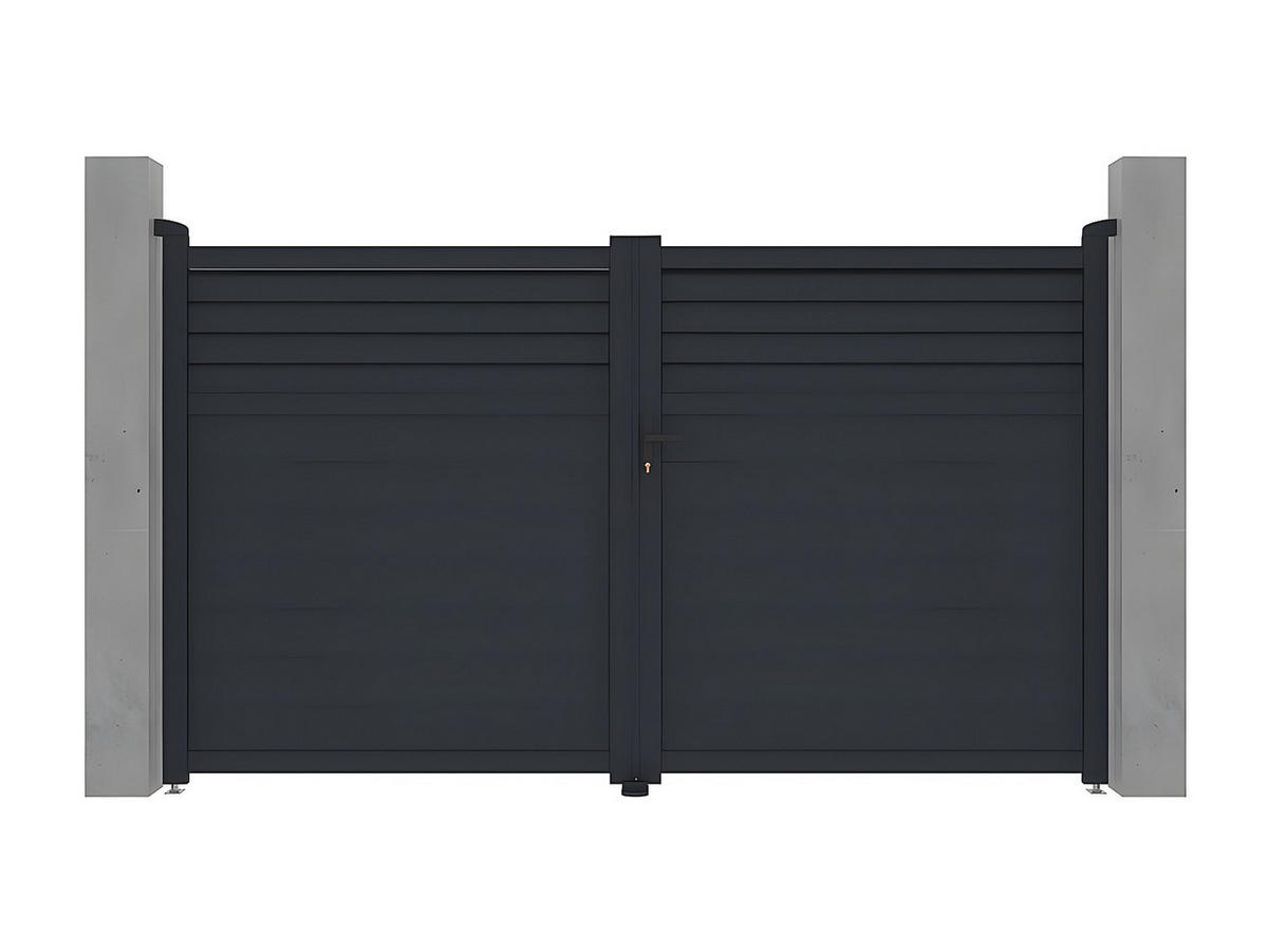 FLÜGELTOR - 300cm x 4.6cm - Aluminium - anthrazitgrau - VIAZO - Anthrazit, Metall (300/176cm) - Vente-Unique