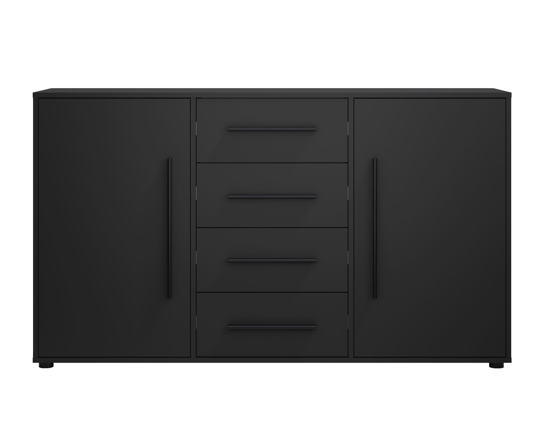 KOMMODE Maxivo Schwarz - Schwarz, Holzwerkstoff (150/87/40cm) - Bettso