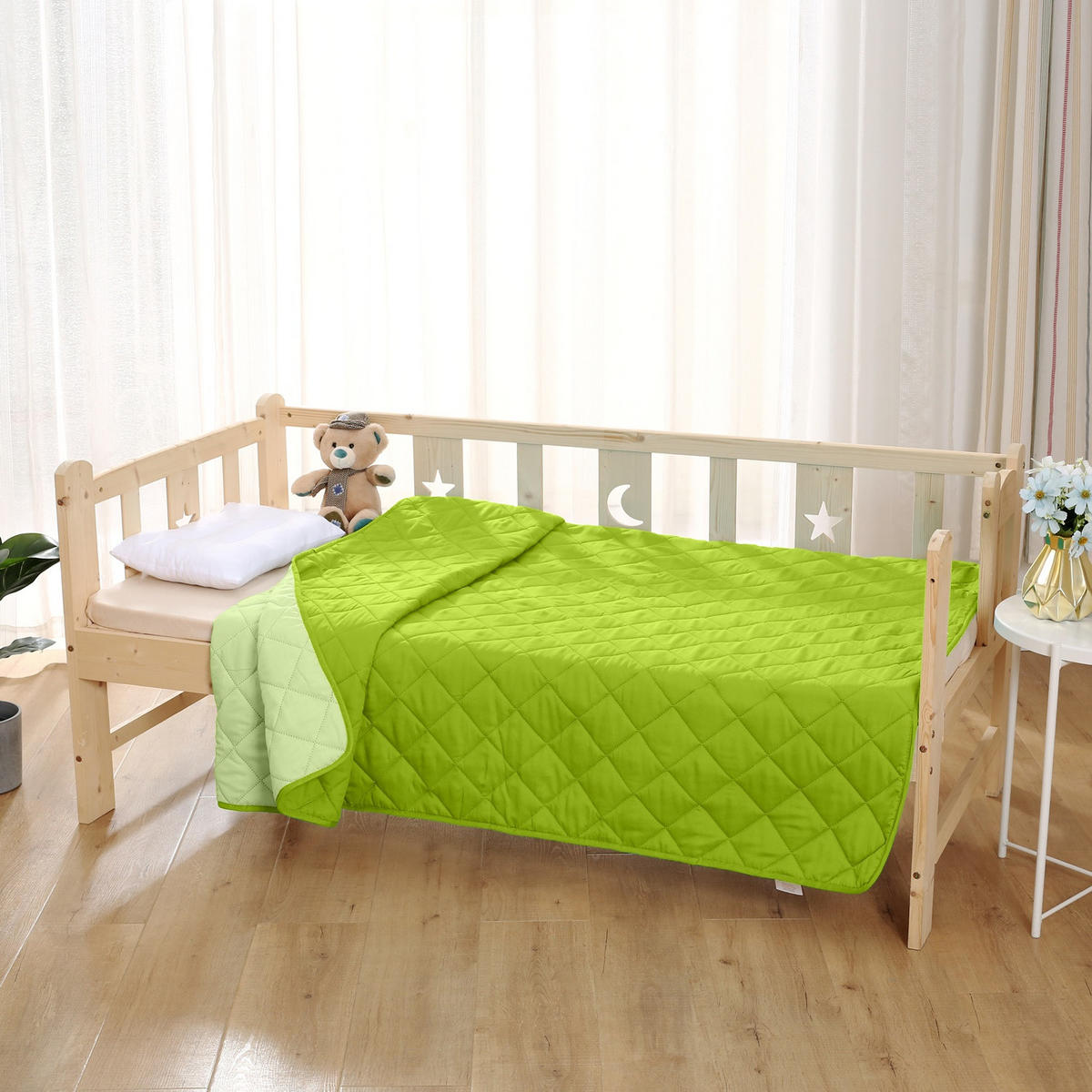 KINDER-SOMMERBETT Steppbett hellgrün - Grün, Textil (135/200cm) - wometo