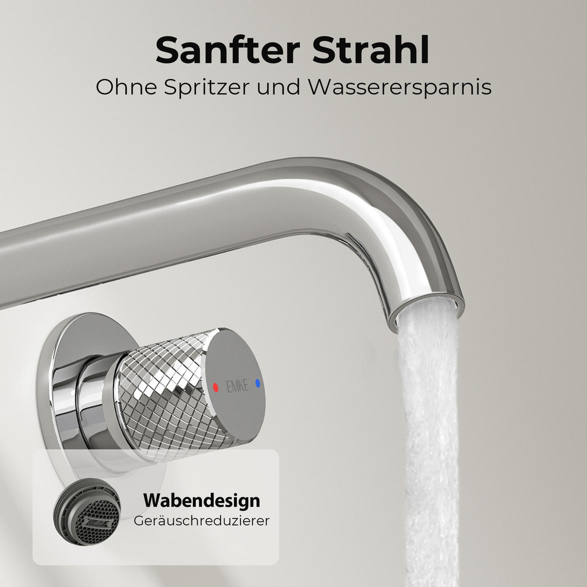 WASCHTISCHARMATUR Unterputz Chrom 28,1/14/6,5 cm - Chromfarben, Metall (28.1/14/6.5cm) - EMKE