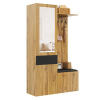 GARDEROBE 98,5/191/38 cm Schwarz/Natur aus MDF mit Spiegel - Schwarz, Holzwerkstoff (38/191/98.5cm) - OKMYHOME