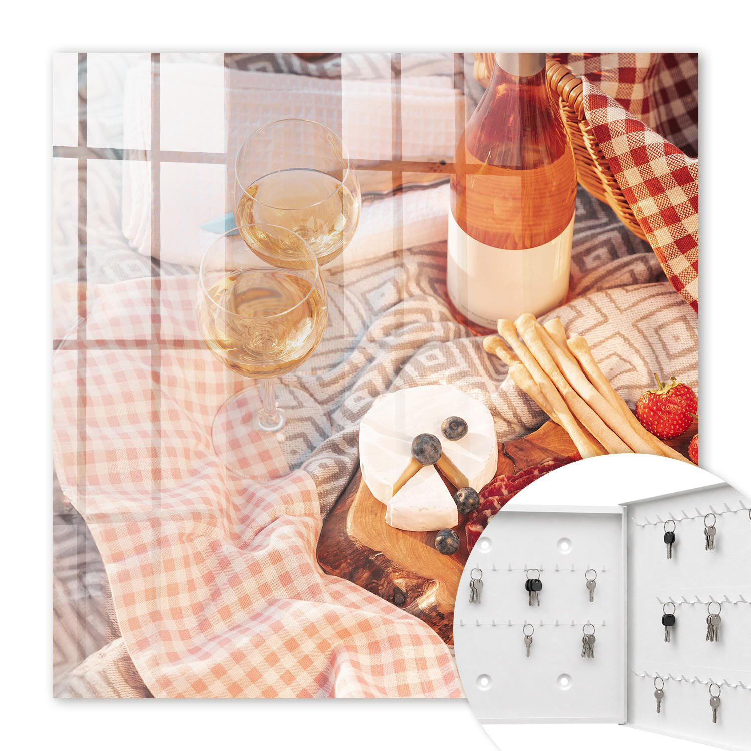 SCHLÜSSELBOX Weiß 30x30 cm – Türöffnung nach rechts - Picknickdecke - Beige, Metall (30/30/5cm) - TULUP