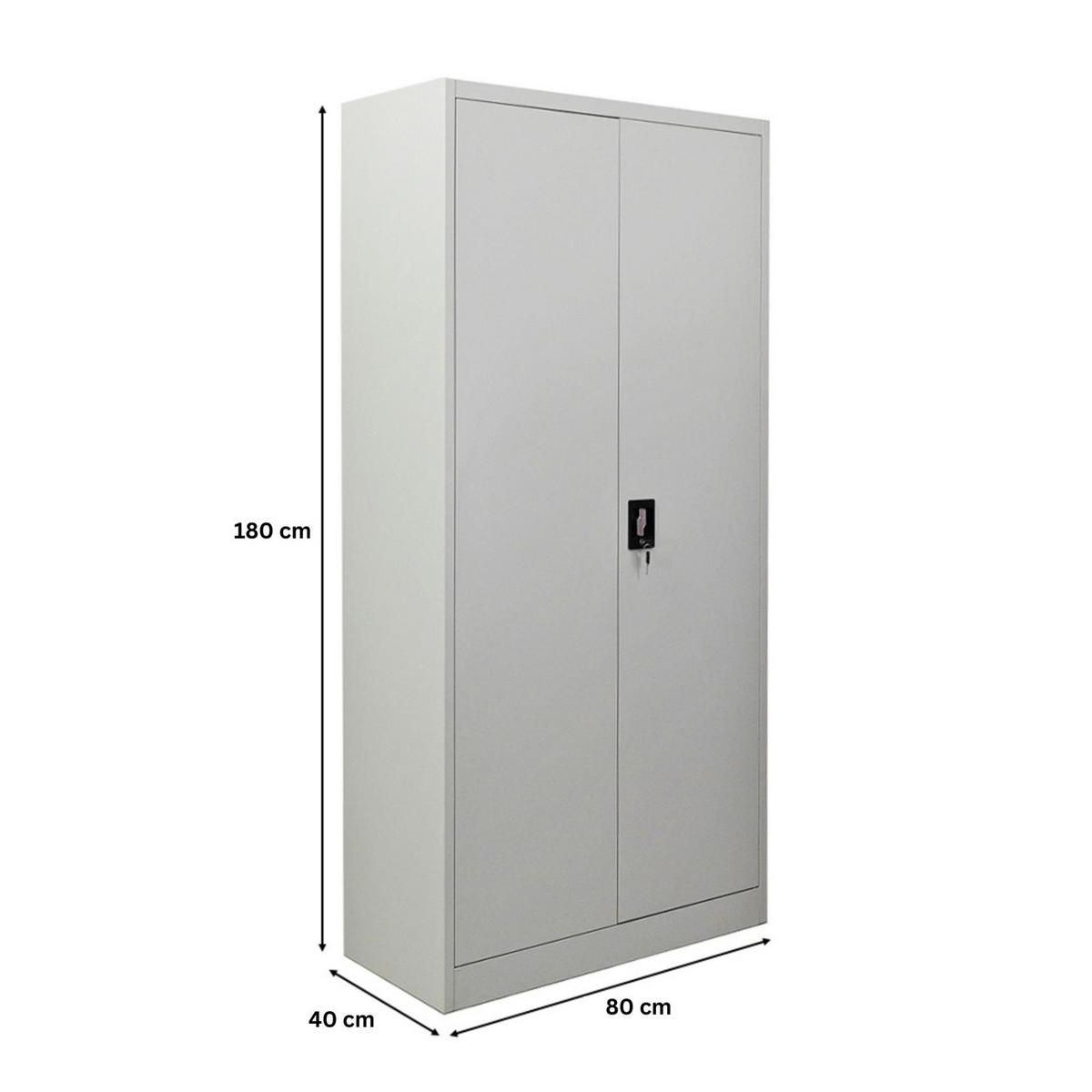 FLÜGELTÜRENSCHRANK Elephant komplett montiert 180x80x40cm 4 Ebenen Lichtgrau - Hellgrau, Metall (80/180/40cm) - PROREGAL