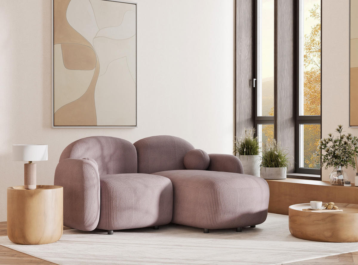 ECKSOFA Bahama Lila Samtstoff - Flieder/Schwarz, Holz/Holzwerkstoff (190/146cm) - Maison de Reve