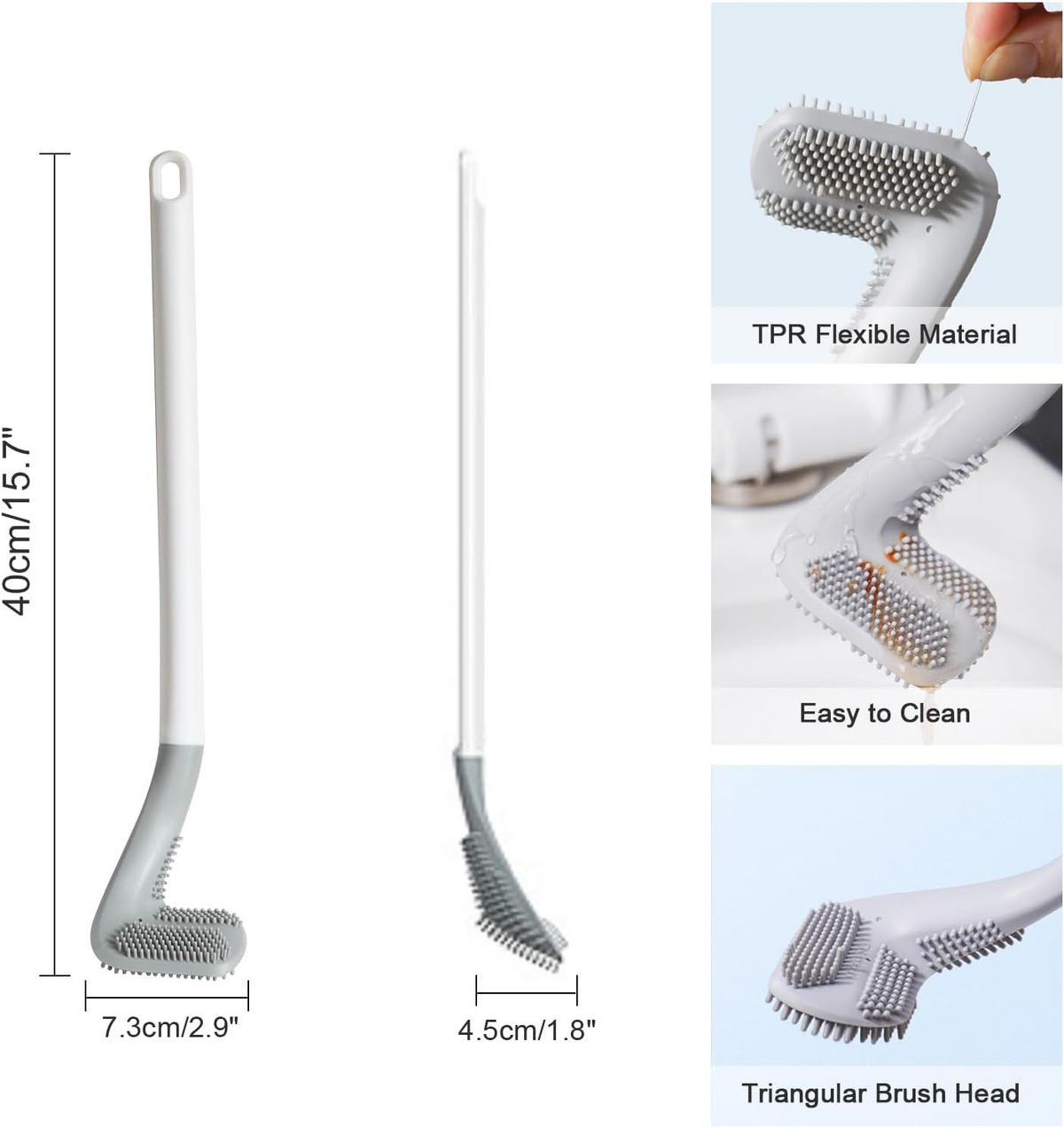 TOILETTENBÜRSTE – (Weiß, 40 cm lang) – 2er-Set - Weiß, Kunststoff (3/40/7cm)