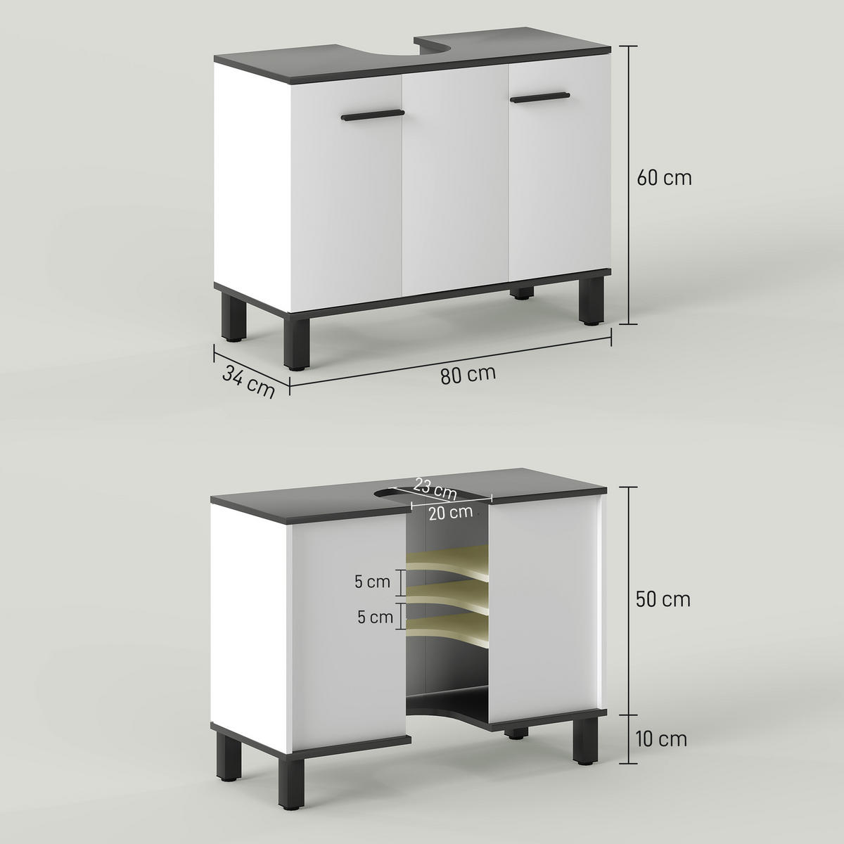 HÄNGESCHRANK Strahlend Weiß 1 Stück - Beige, Kunststoff (80/60/34cm) - GiPP