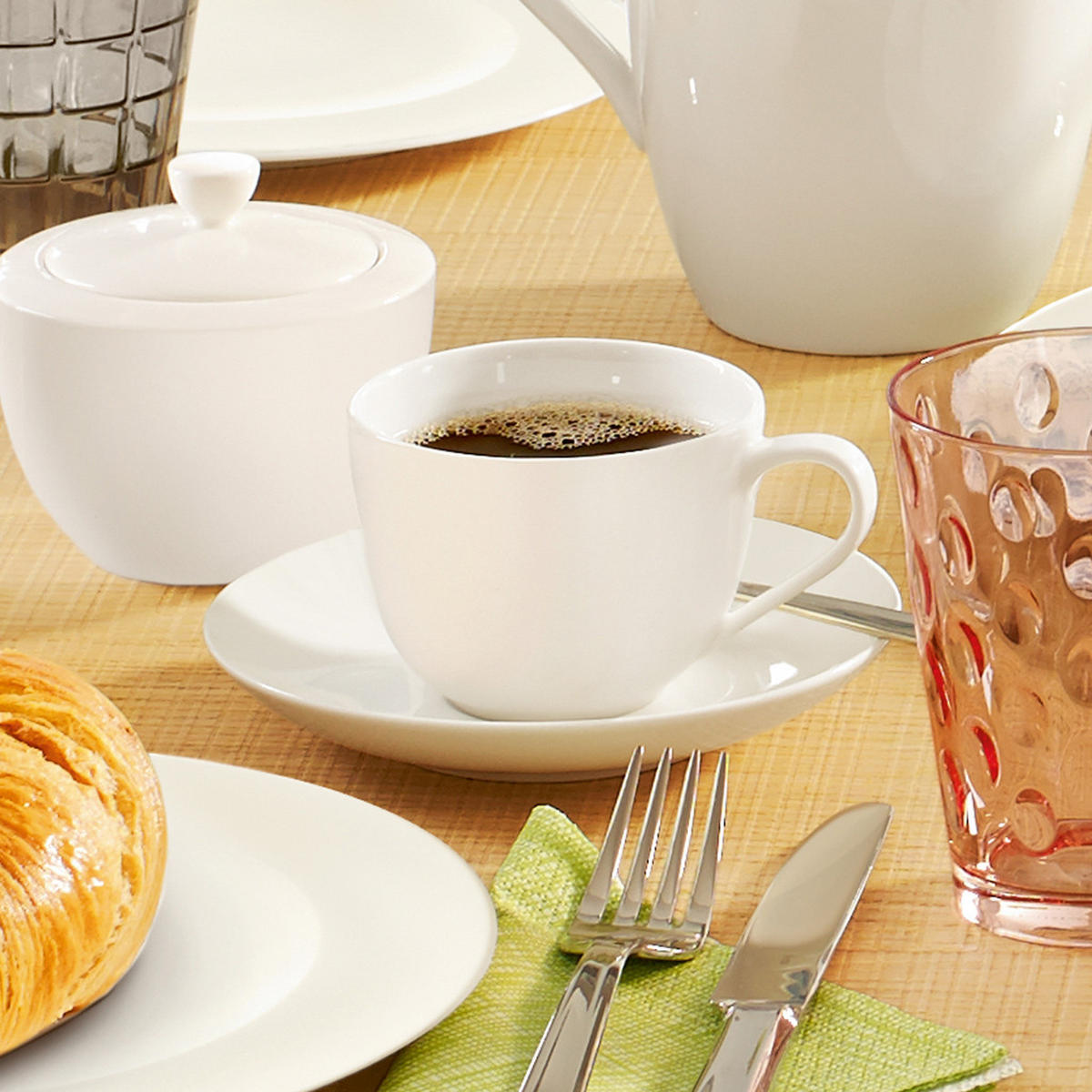 KAFFEETASSEN MIT UNTERTASSEN For Me weiß 160 ml 6er Set - Weiß, Keramik (14.8/8.8/14.8cm) - Villeroy & Boch