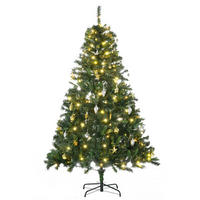 WEIHNACHTSBAUM Tannenbaum Christbaum LED Lichtfaser Baum Stern - Grün, Kunststoff/Metall (180cm) - HOMCOM