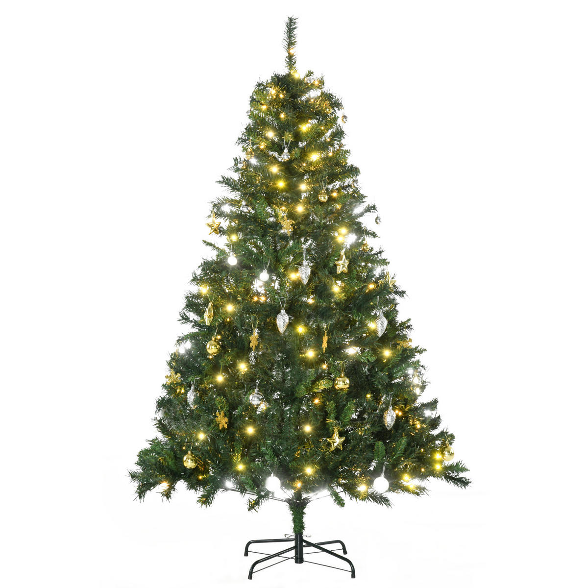 WEIHNACHTSBAUM Tannenbaum Christbaum LED Lichtfaser Baum Stern - Grün, Kunststoff/Metall (180cm) - HOMCOM