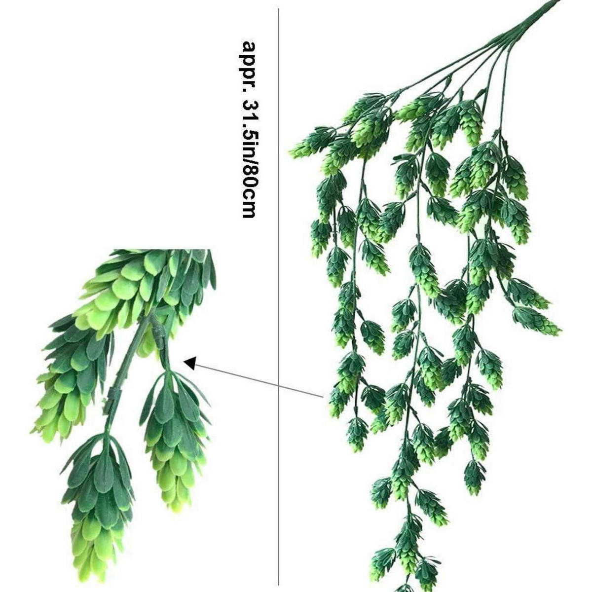 KÜNSTLICHE Hopfen Ranke 3-teiliges Set Mattgrün 80 cm - Grün, Kunststoff (40cm)