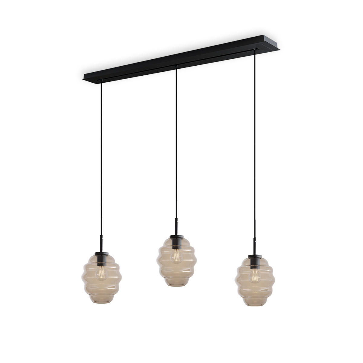 HÄNGELEUCHTE Echos 3-flammig Klar Ø 18cm - Klar/Schwarz, Glas (18/18/20cm) - s.luce