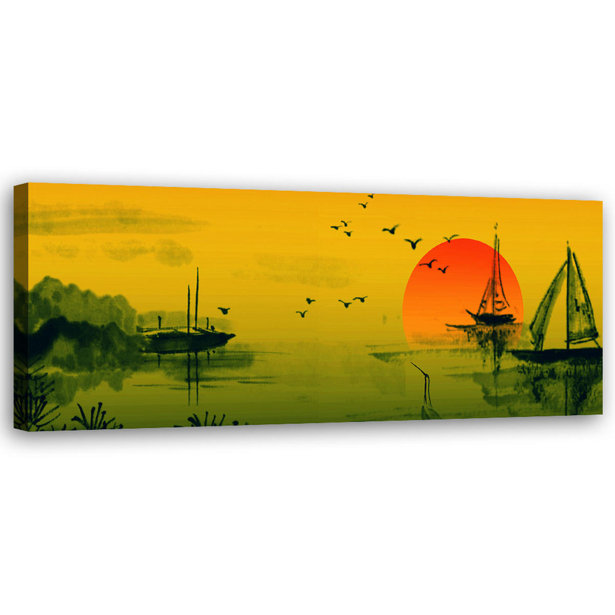 WANDBILD japan sonnenuntergang - Gelb, Textil (90/30cm) - Feeby