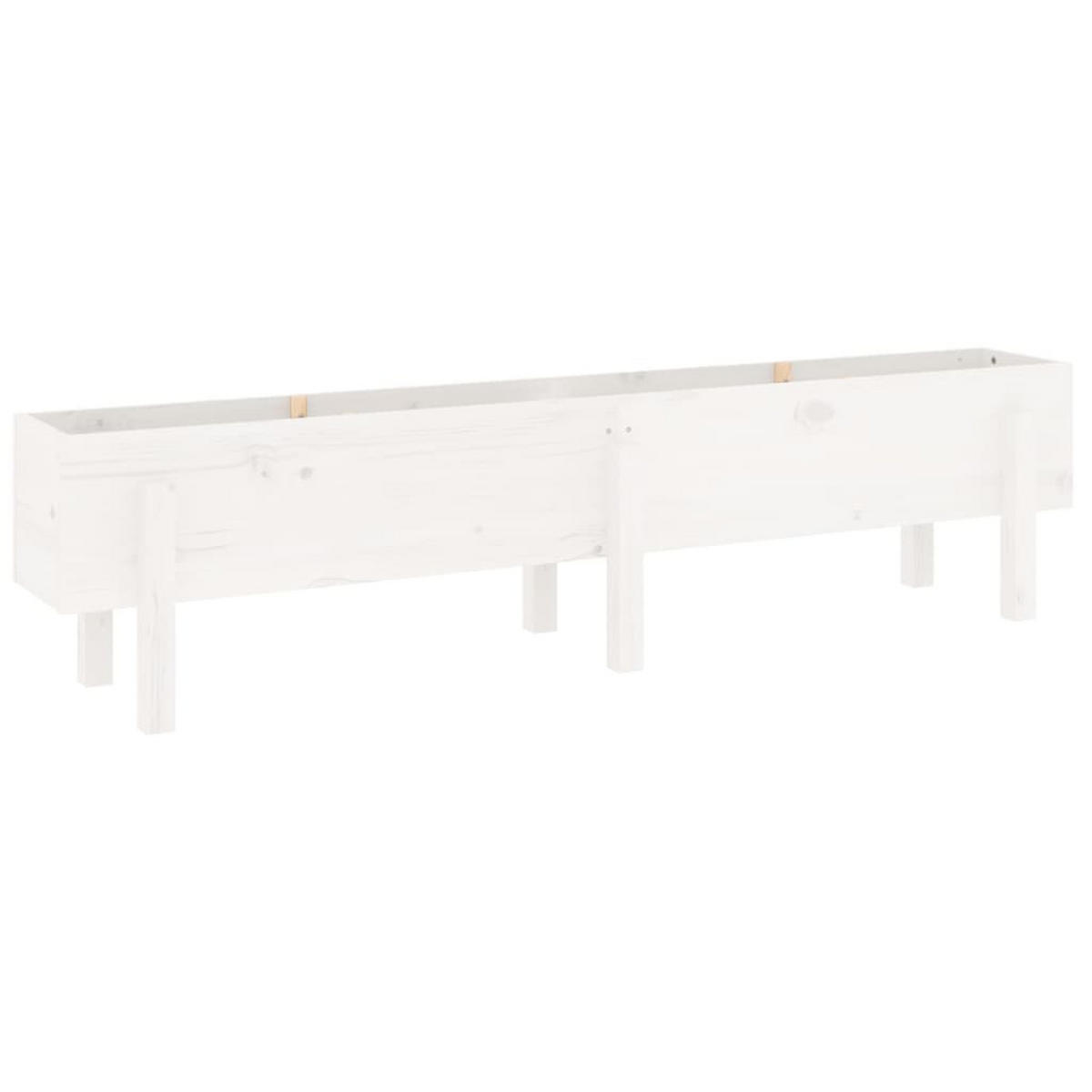 HOCHBEET Weiß 160x30x38 cm Massivholz Kiefer - Weiß, Holz (30/38/160cm) - furnicato