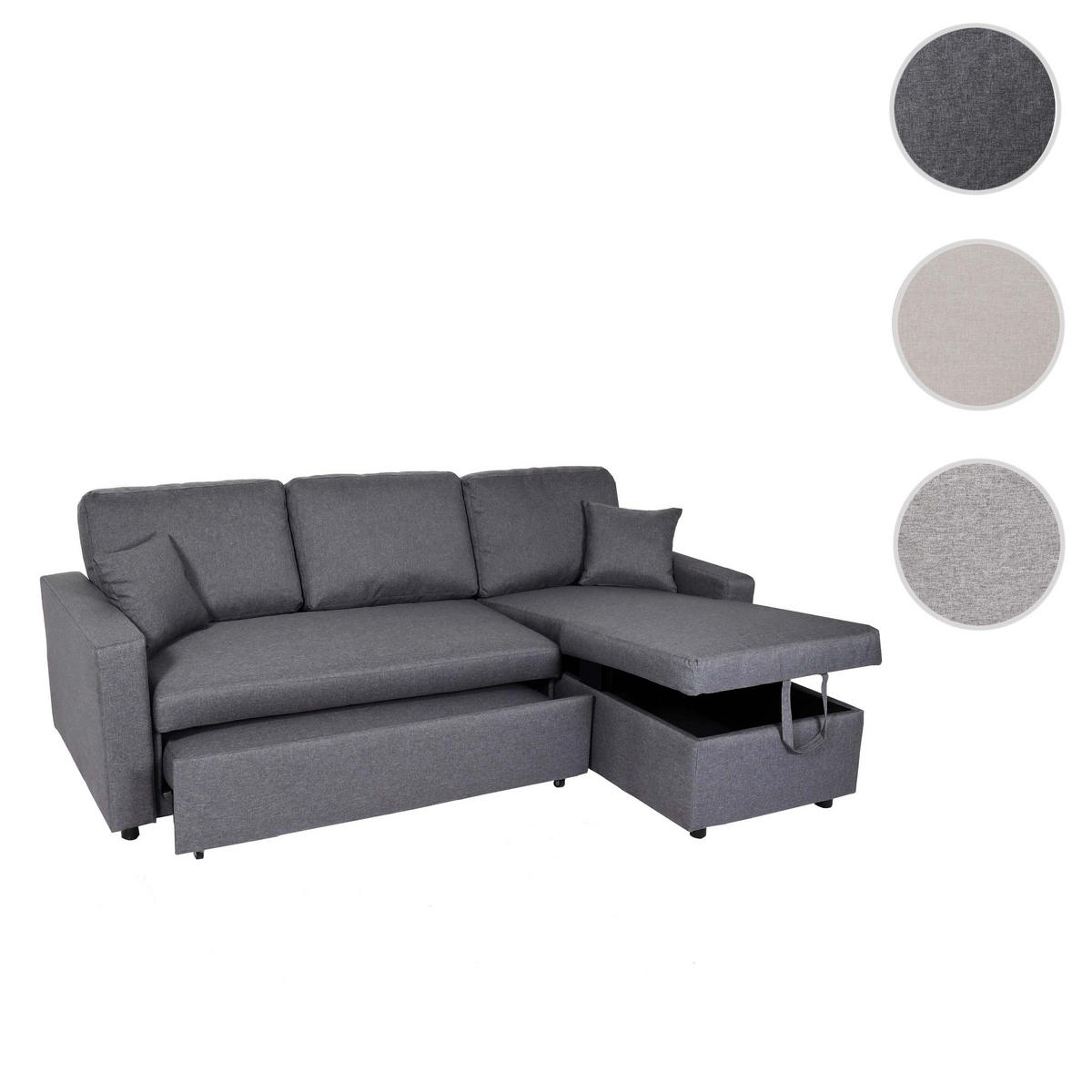ECKSOFA MIT BETTKASTEN Grau - Grau, Textil (228/151cm) - MCW