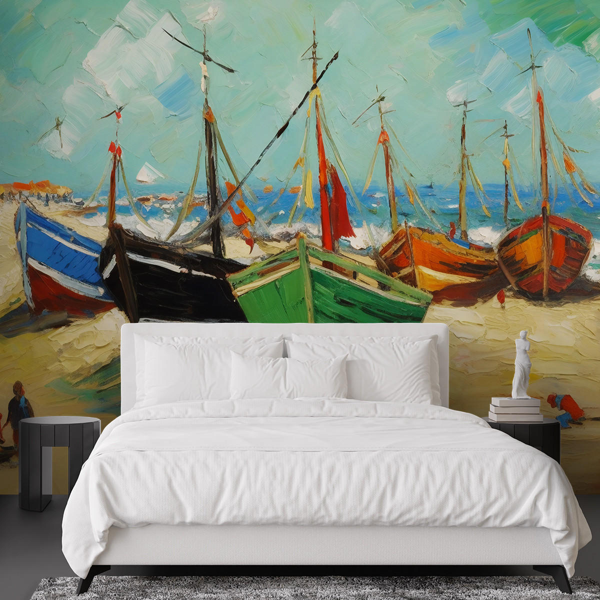 FOTOTAPETE, Fischerboote am Strand - V. van Gogh - Multicolor, Papier (300/210cm) - Feeby