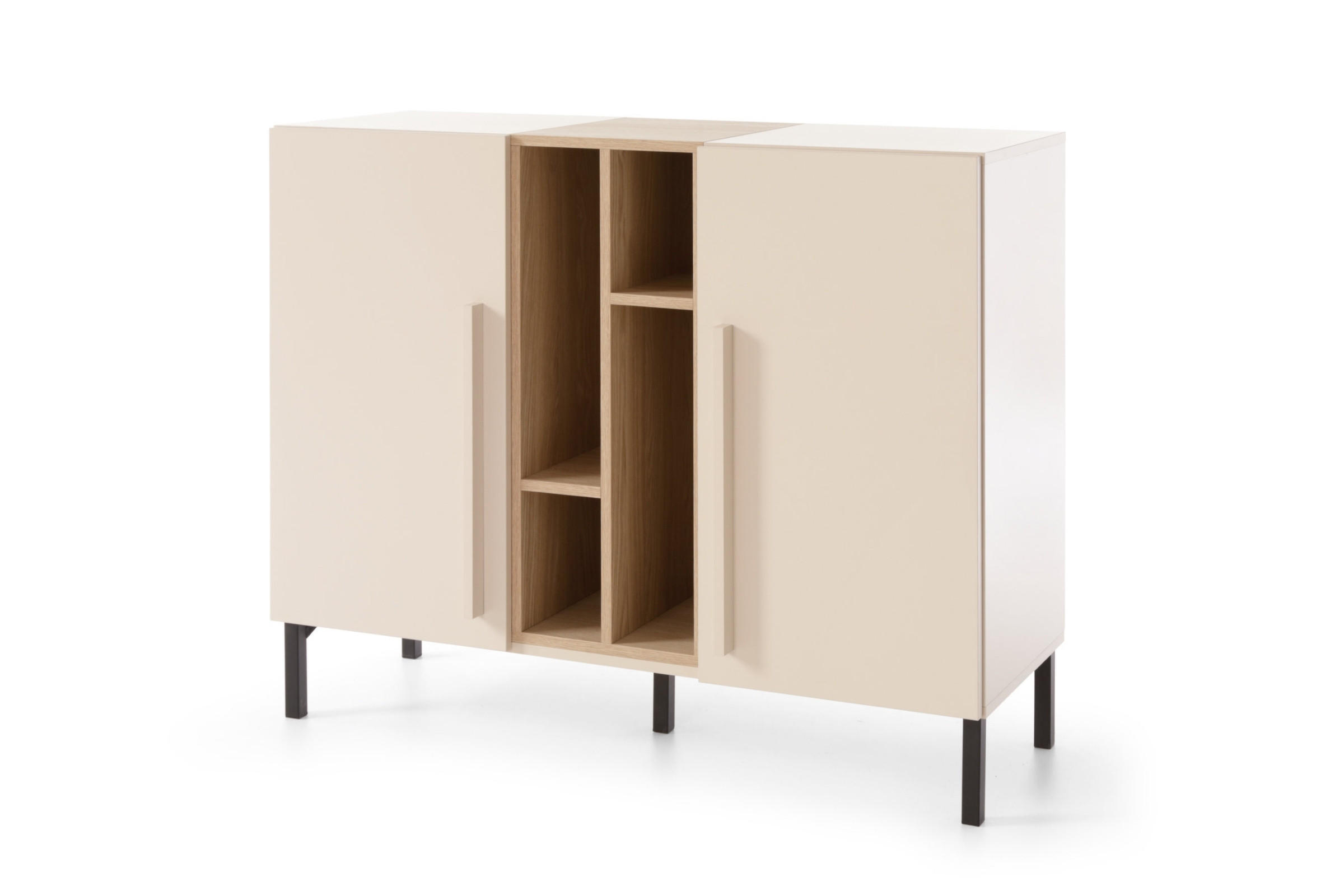 Deine Möbel 24 Kinderkommode Beige, Eiche, Dunkelblau 110x40x90 cm