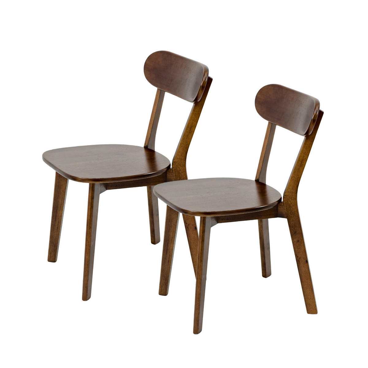 STUHL-SET 2 Stück Massivholz, DE-42428, Walnuss - Walnussfarben, Holz (40/78/49.5cm) - ComfortXL