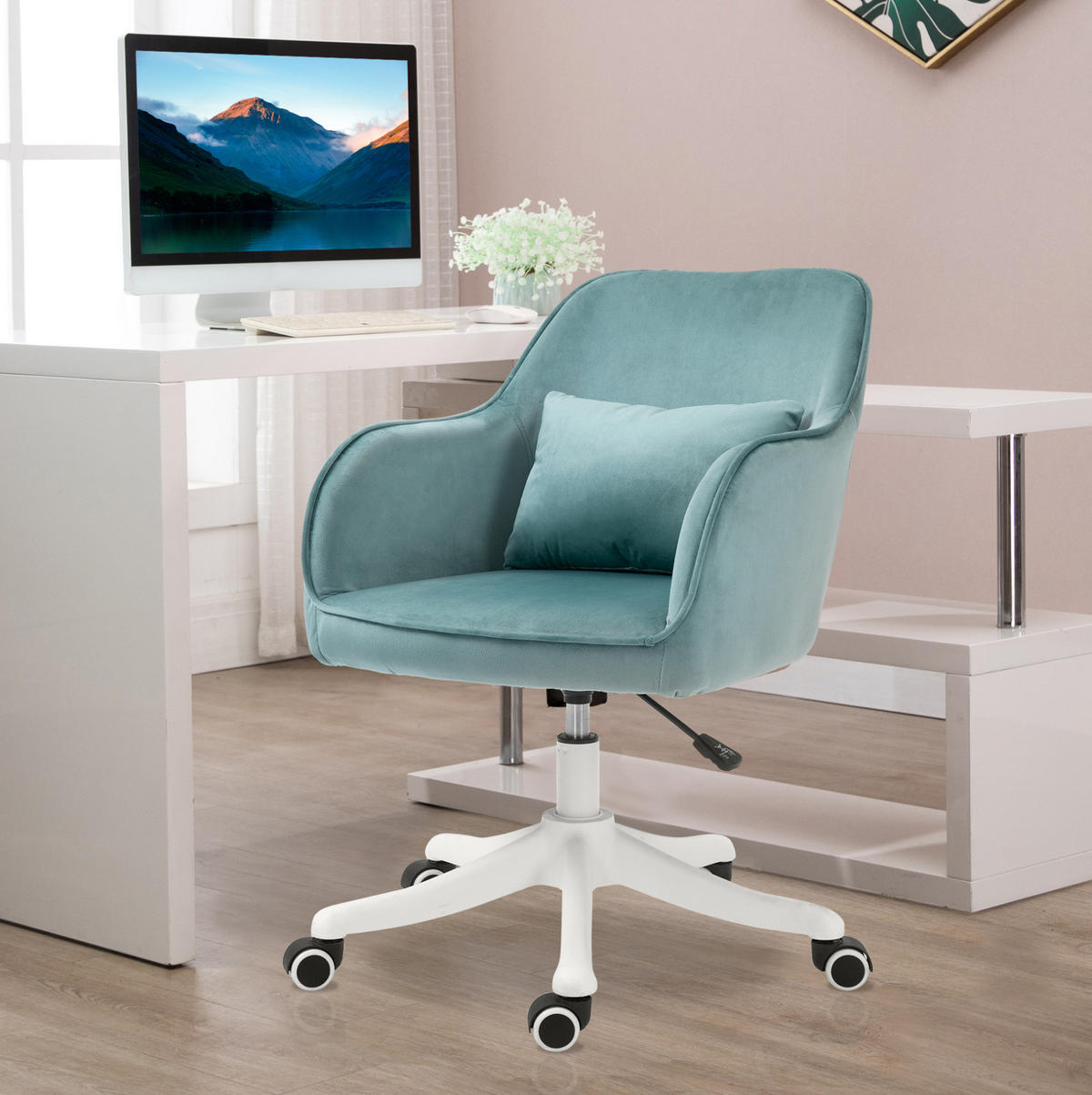 DREHSTUHL 57/70/78-86 cm grün aus Schaumstoff mit Vibrationsmassage - Grün, Kunststoff (70/86/57cm) - OKWISH
