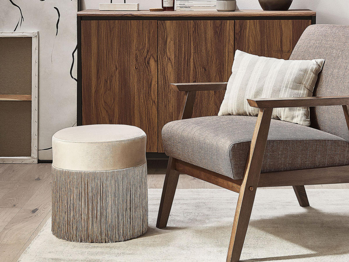 POUF Virginia 36/36/38 cm - Beige, Textil (36/38/36cm) - Beliani