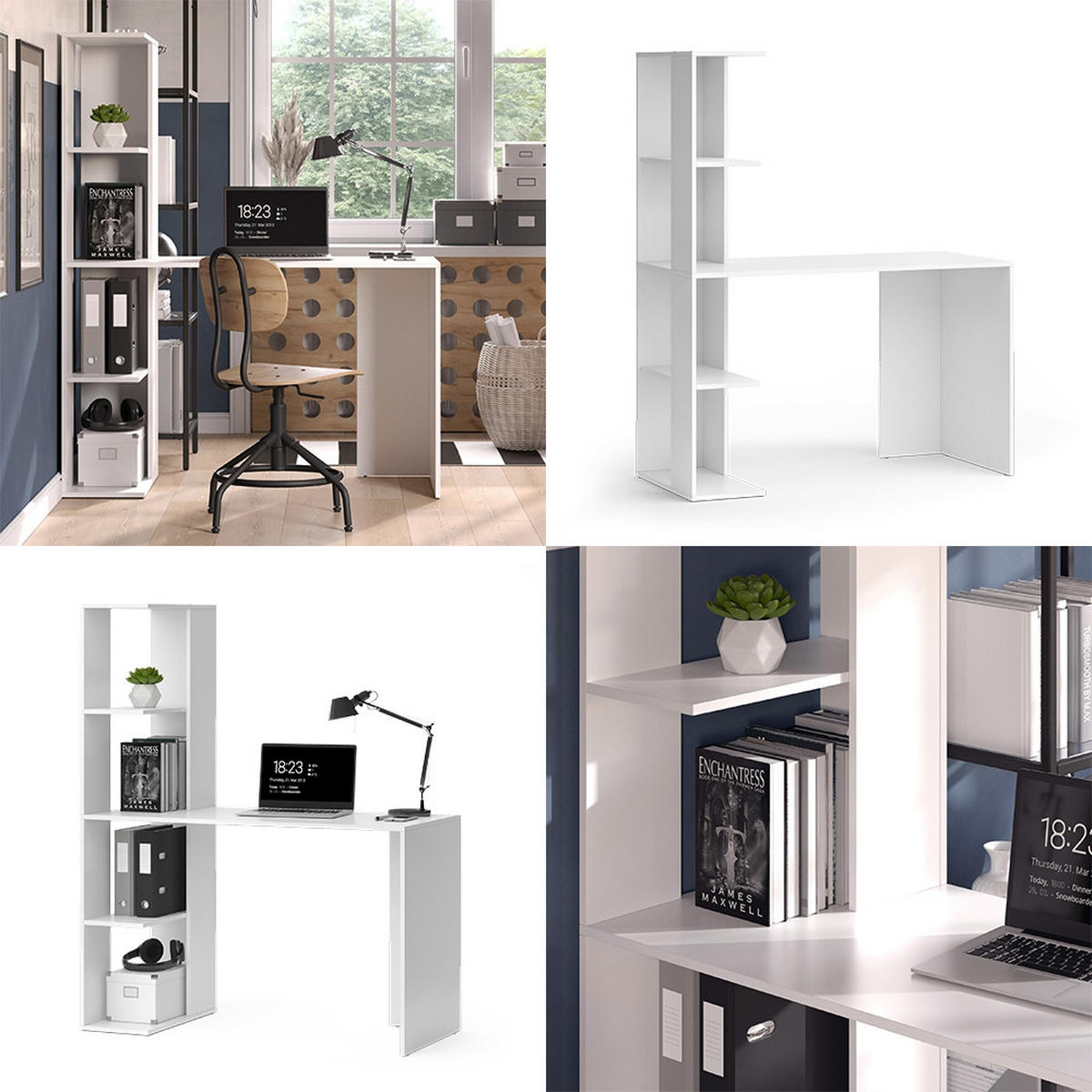 PRACOVNÍ STŮL Tower Bílá - bílá, kompozitní dřevo (55.2/122.2/75.8cm) - Vicco