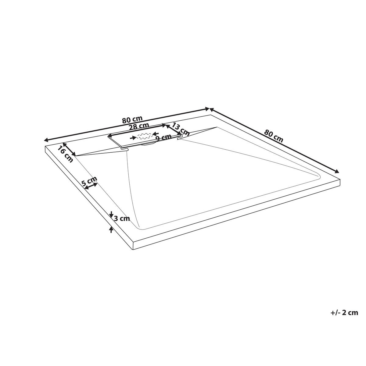 CĂDIȚĂ DE DUȘ 80/80/3 cm albă Azzurro - alb, material plastic (80/3/80cm) - Beliani