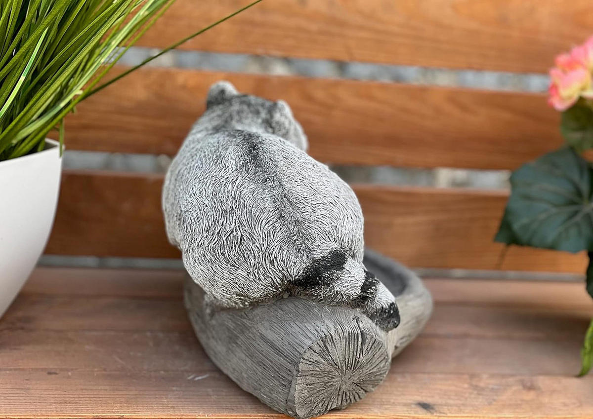 STEINFIGUR Waschbär frostfest Steinguss - Grau, Stein (24/16/18cm) - stoneandstyle