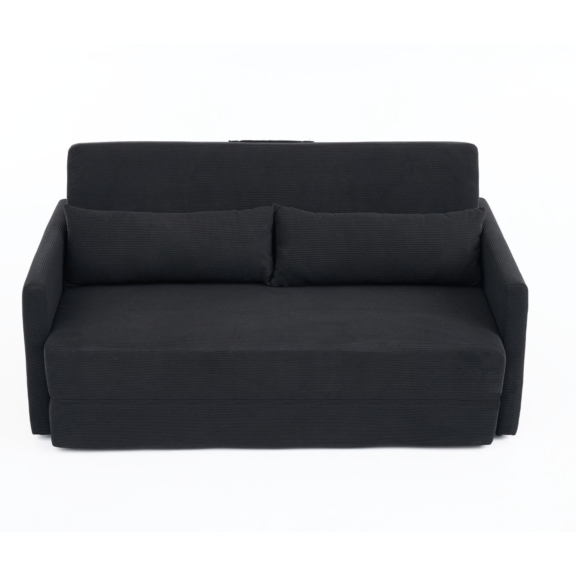 SCHLAFSOFA 2-Sitzer Sofa mit Schlaffunktion,klappbar,Schwarz - Schwarz, Textil (165/82/92cm) - LVHOM