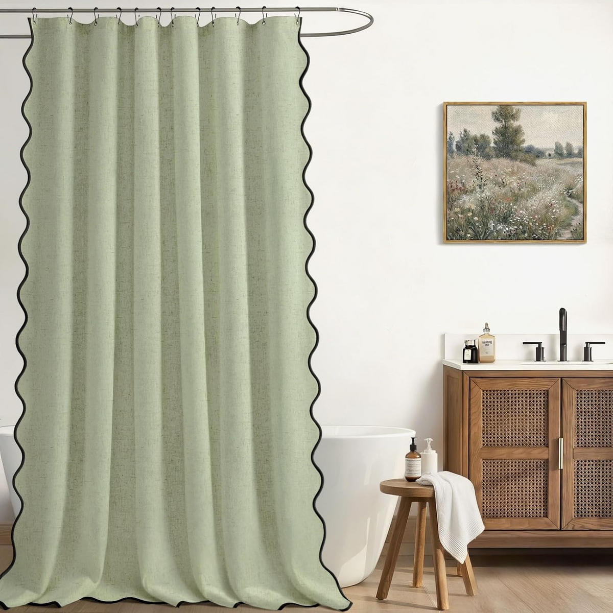 DUSCHVORHANG – 183 x 183 cm – inklusive Haken – Grün - Pastellgrün, Textil (25/35cm)