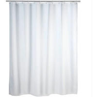 DUSCHVORHANG Weiß Polyester schimmelresistent antibakteriell beschwerte Basis mit Ringen - Weiß, Kunststoff (200/120cm) - MCBOSON