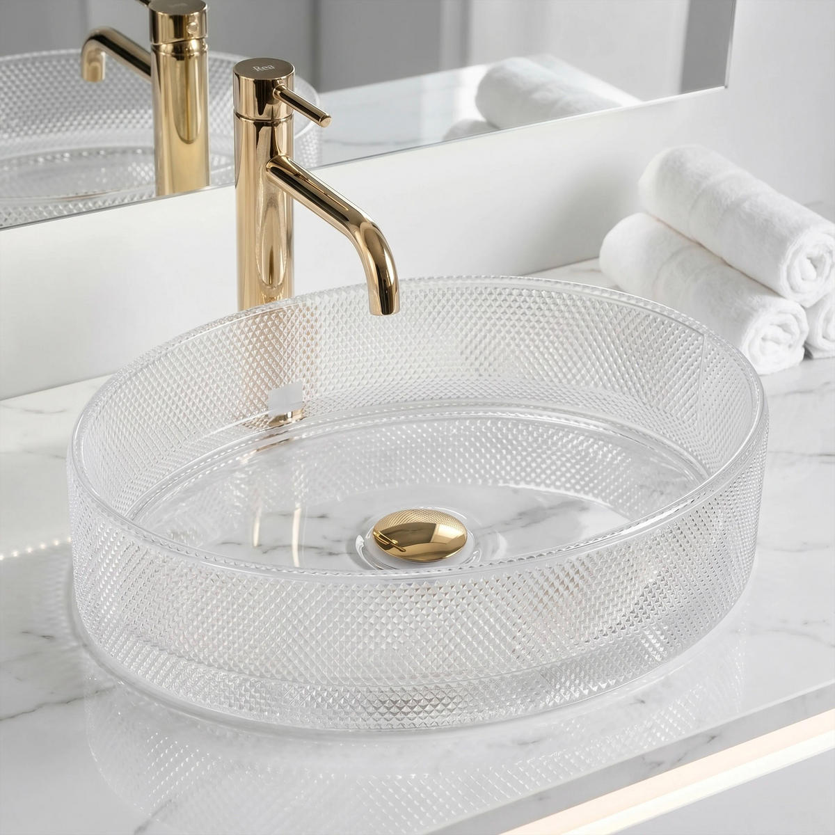 AUFSATZWASCHBECKEN Rea Mirella Transparent - Transparent, Glas (38/12.5/49.5cm) - REA