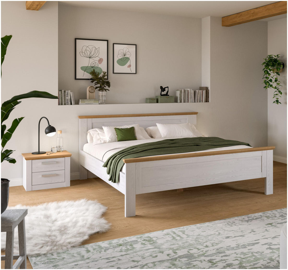 BETTANLAGE Verona Sibiu Lärche Nachbildung 245/90/209 cm - Lärchefarben, Holzwerkstoff - Xonox