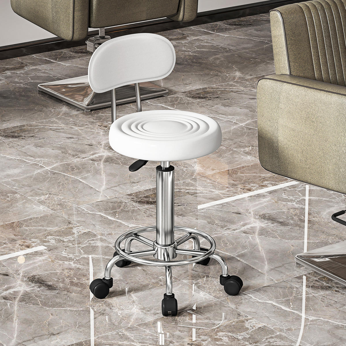 RULLPALL i polyester och stål, vit - Vit/Silverfärgad, Plast/Metall (32/86/40cm) - HOMCOM