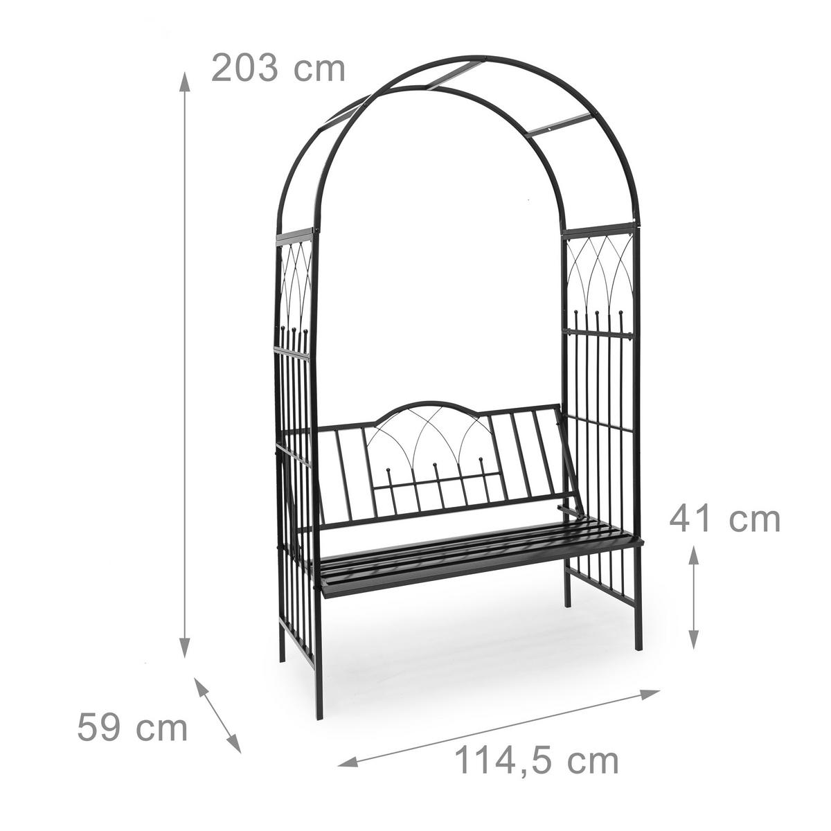 ROSENBOGEN - Schwarz, Metall (114.5/203/59cm) - Relaxdays