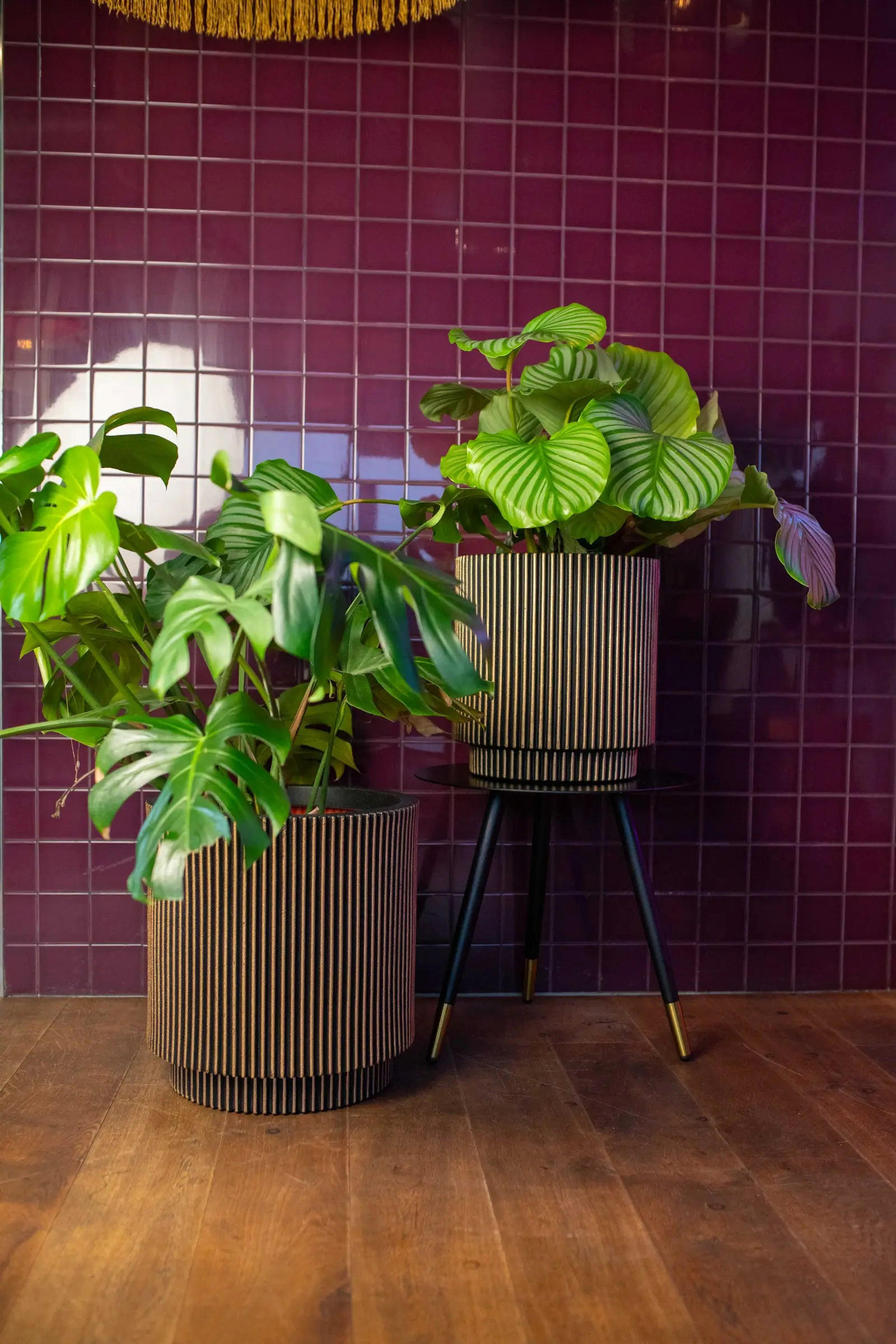 BLUMENTOPF zylinder Groove gold 36x38 cm - Schwarz, Kunststoff (1/38/1cm) - aplanta