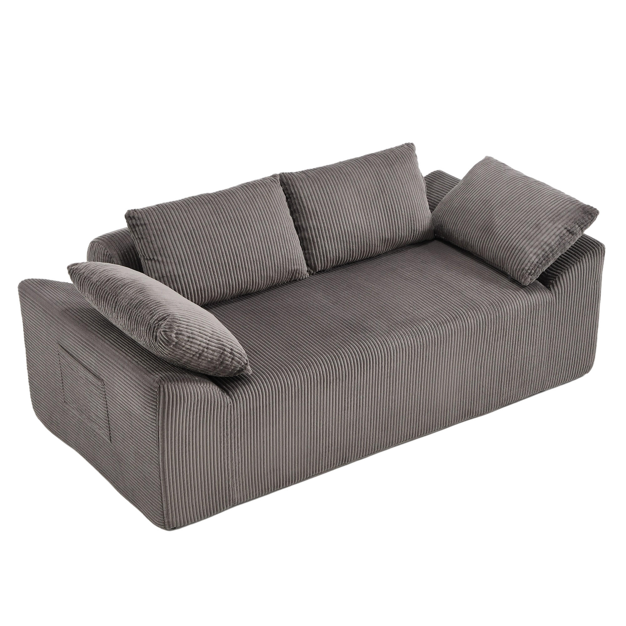 2-SITZER-SOFA DE-34955 knochenlos mit Memory-Schaum Braun+Grau - Hellbraun, Textil (86/60/170cm) - ComfortXL