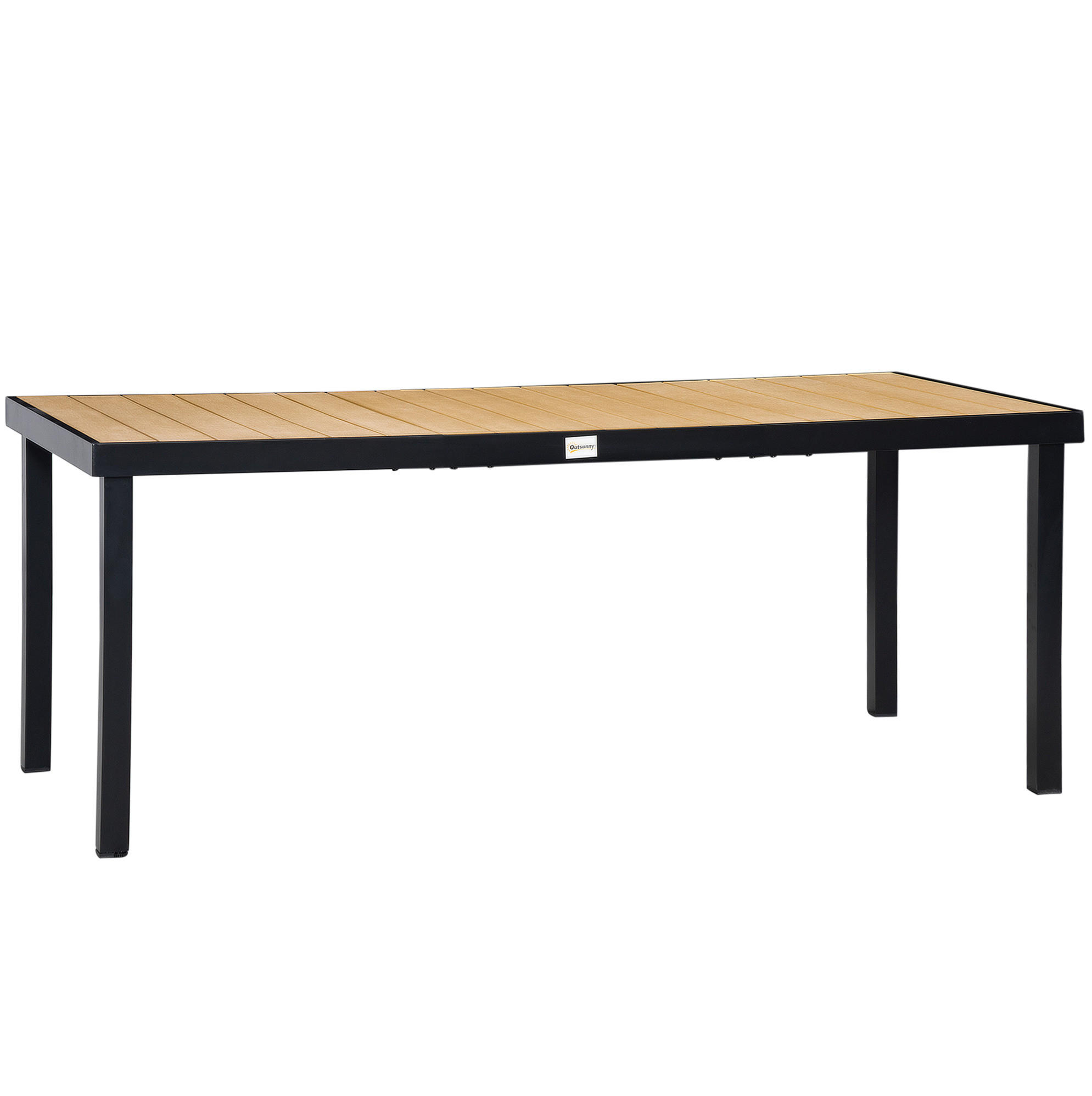 GARTENTISCH aus Aluminium 190x90x74 cm Naturholzoptik mit verstellbaren Fußpolstern - Naturfarben, Metall (190/90/74cm) - Modfu